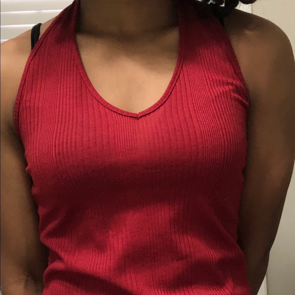 A Dark red Around the Neck Tank top